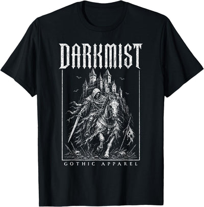 DARKMIST Gothic Apparel Grim Reaper Knight Skeletal Horse Gothic Dark Fantasy Occult T-Shirt