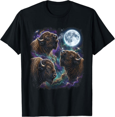 Cow Three Bison Howling at the Moon Buffalo T-Shirt