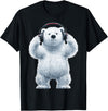 W1ldKreW Headphone Polar Bear Art Animal Print T-Shirt - As Pictured