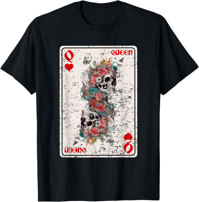 Halloween Party Clothes Halloween Costume Creepy Queen of Hearts Card Game Horror Heart Queen Gothic T-Shirt