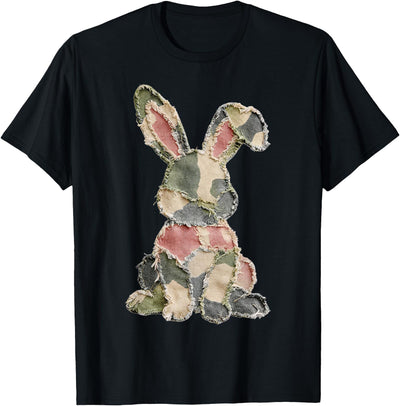 Camo Patchwork Bunny Silhouette T-Shirt