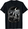 Midnight Woodland Rabbit Art Apparel Graphic Tees Creepy Black Rabbits Moonlit Forest Gothic Horror Halloween T-Shirt - Black