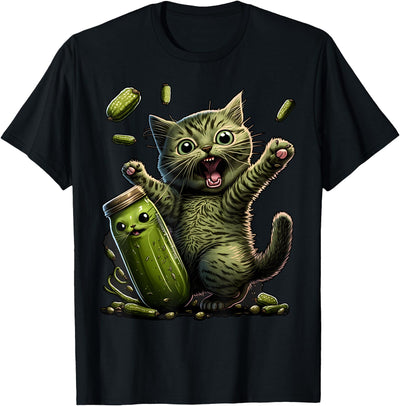 Funny Kittens vs Gherkin Pickle Cat Mom Lady T-Shirt