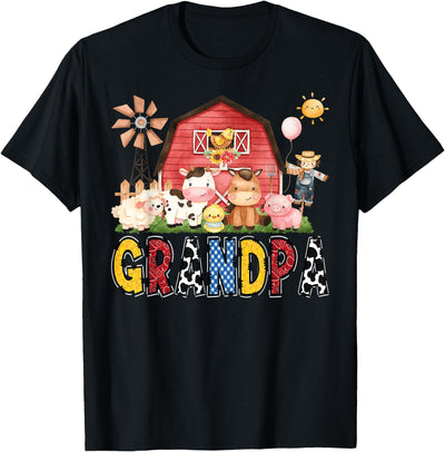 Funny Farm Cow Birthday Boy Matching Grandpa Family Party T-Shirt