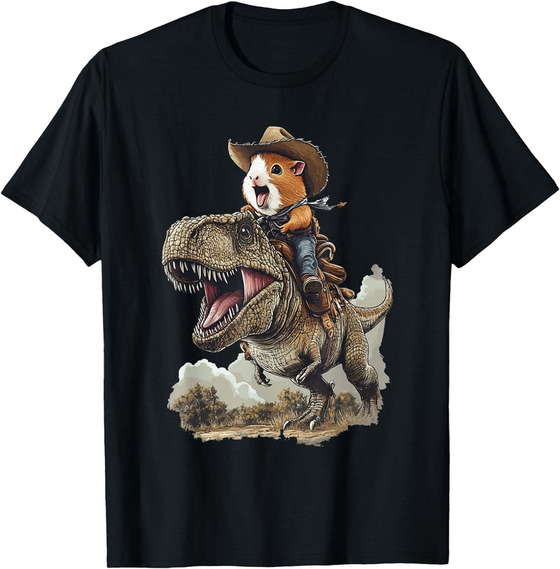 Animal Cowboy Guinea Pig Rex Cowboy T-Shirt - Black