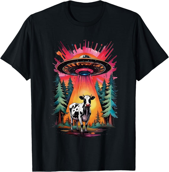 Vintage UFO Cow Abduction Alien Tees Vintage UFO Cow Abduction Alien T-Shirt - Black