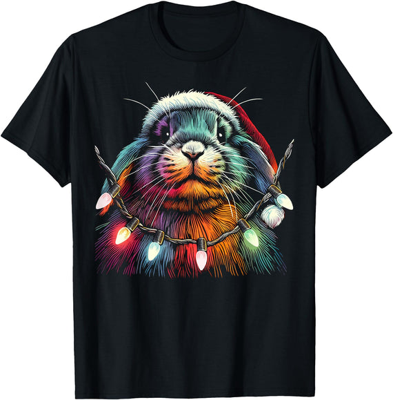 Christmas Lights: a Bunny’s Greatest Temptation Lop Rabbit T-Shirt in As Pictured
