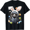 Crow Raven Easter Rabbit Eggs Bunny Ears T-Shirt in Black