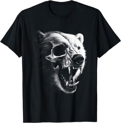 Dark Gothic Polar Bear Grunge Aesthetic Goth Skull Art T-Shirt