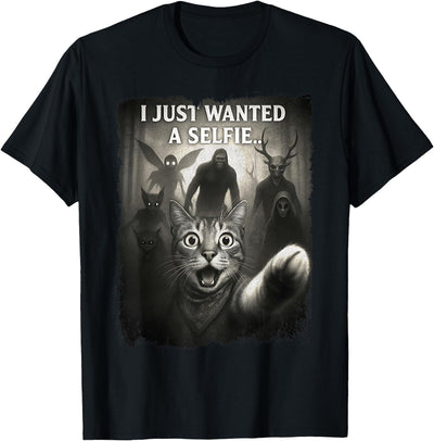 Purrfectly Funny Cat Selfie Alien Bigfoot Cryptid For Men Women Kids T-Shirt
