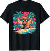 Summer Vibes Highland Cow Funny Beach Vacation Tee Tropical Highland Cow Summer Vibes Funny Beach T-Shirt - Black