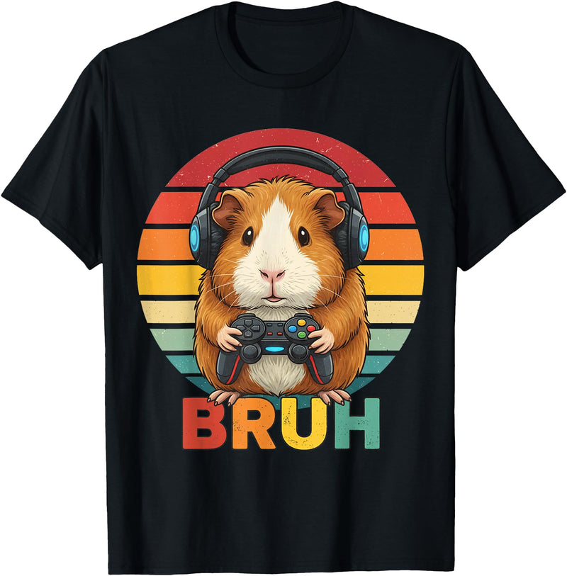 Gaming Guinea Pig Bruh Retro Gamer Guinea Pig Boys Guinea Pig Video Games Guinea Pig Bruh Retro Guinea Pig Boys T-Shirt - Black