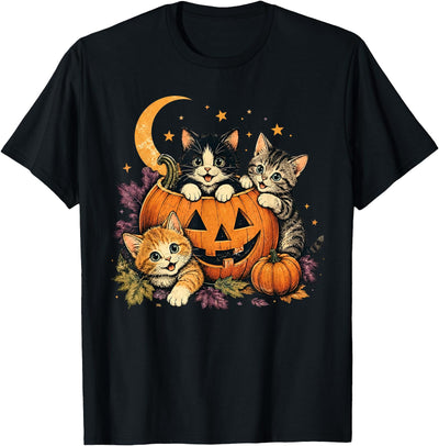 Cat Jack O Lantern Pumpkin Moon Stars Halloween Kitten Jack O Lantern Pumpkin Moon Stars Halloween Cat Lover T-Shirt
