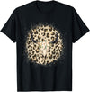 Funny Leopard Cow Skull designs Funny Leopard Cow Skull print Flower Rustic Turquoise T-Shirt - Black