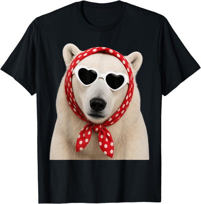 Cute Polar Bear Lover Heart Sunglasses T-Shirt
