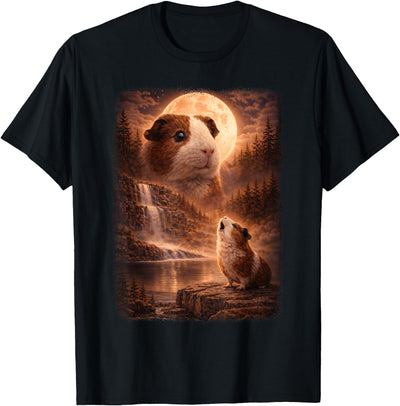 Guinea Pig Howling At Moon Vintage Funny Mystic T-Shirt