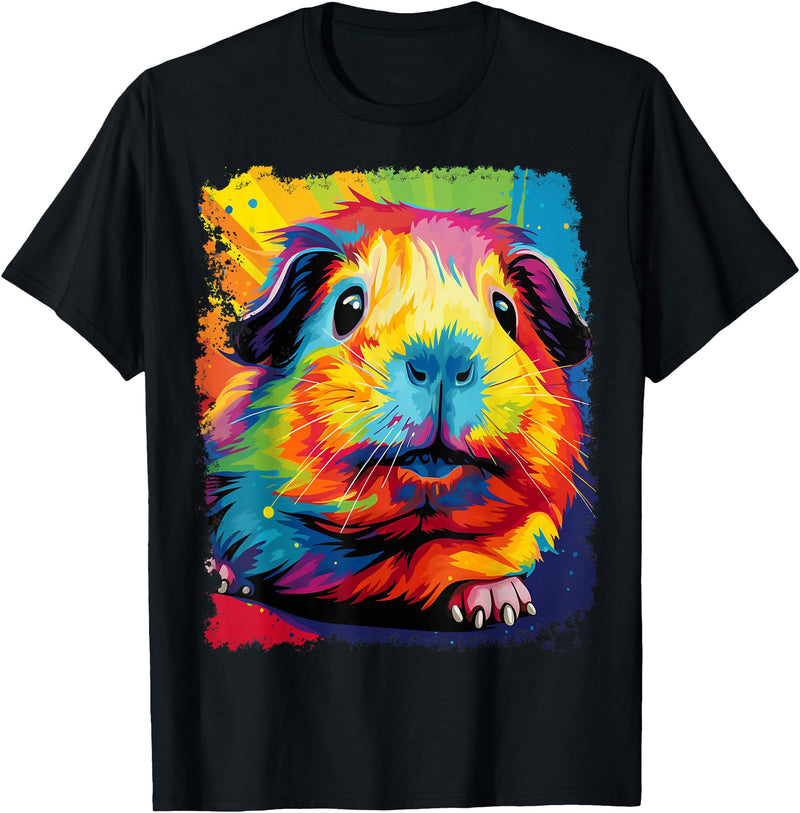 PopArt Pet Animal Prints A Guinea Pig T-Shirt - Black