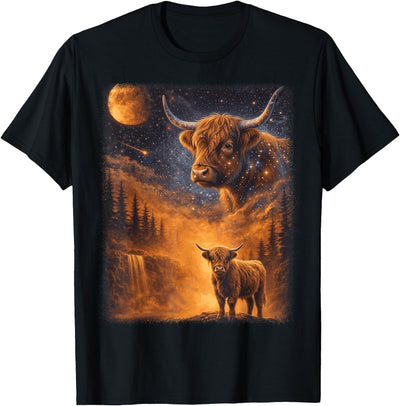 Women Kids Highland Cow Howling to the Moon Funny Meme 90s T-Shirt