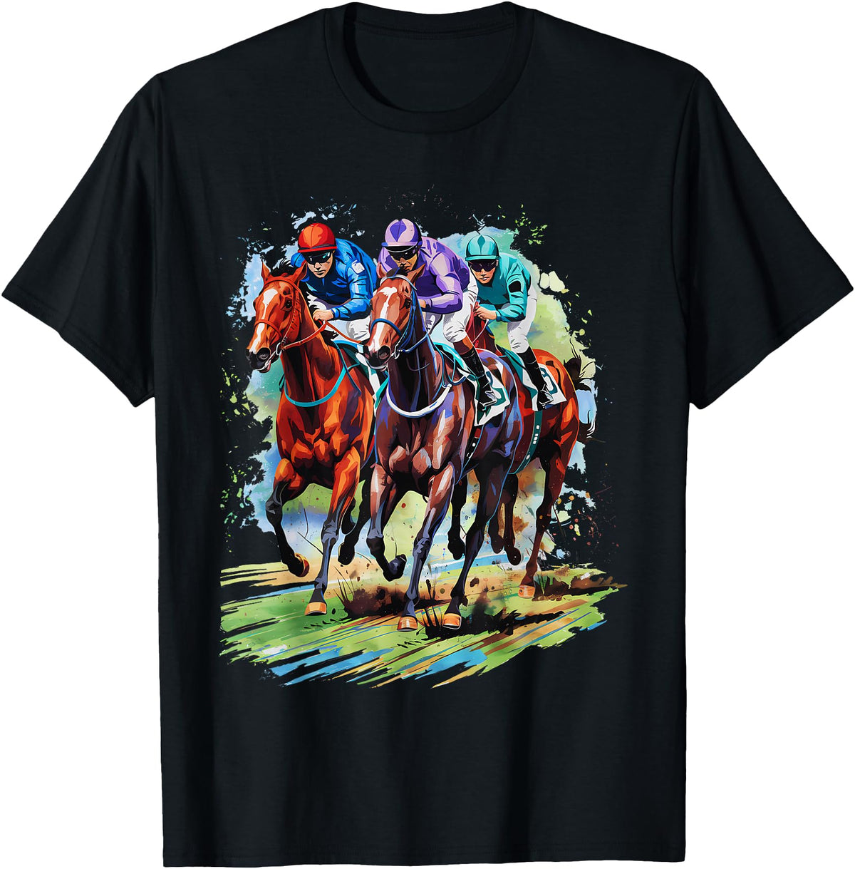 Horse Lover Gift Co. Funny Horse Racing Jockey Racer Derby Rider Race Track T-Shirt - Black