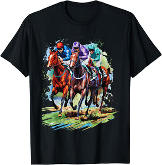 Horse Lover Gift Co. Funny Horse Racing Jockey Racer Derby Rider Race Track T-Shirt - Black