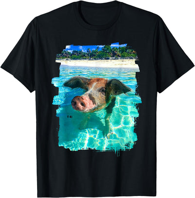 The Bahamas Swimming Pig Caribbean Beach Trips Summer Vibes T-Shirt