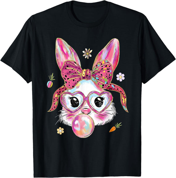 Women Girls Kids Rabbit T-Shirt in Black