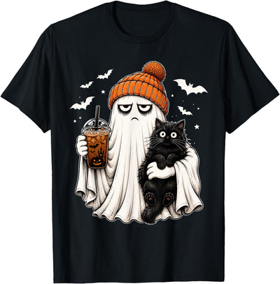 mom and daughter halloween cat Ghost Coffee Women's Funny cat Halloween boojee Ghost T-Shirt