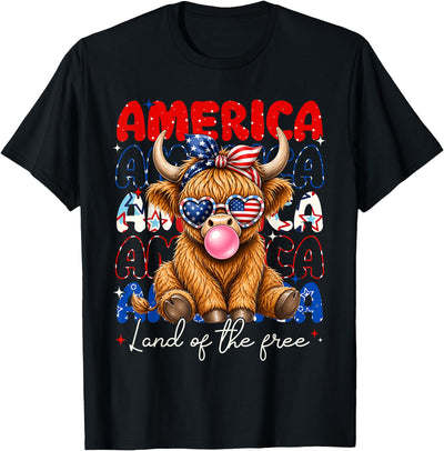4th of July Funny Heifer Cow Gat Mea America Land T-Shirt