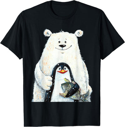 click here for better animal tees cute Polar bear and penguin bird fish lovers animal friends T-Shirt