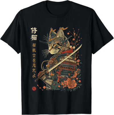 JAPANESE NINJA CAT WARRIORS Samurai Cat, Japanese Cat Art Aesthetic, Cat Lover T-Shirt