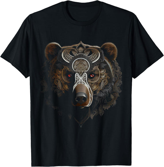 @n!mal Bear Mandala Fantasy Creative Animal Motif Bear T-Shirt - As Pictured