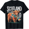 Funny Scottish Highland Cow Scotland is Calling and I Must go Scottish Highland Cow T-Shirt - Black