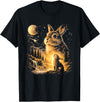 Bunny Howling to the Moon Vintage 90s Animal Easter Day T-Shirt in Black