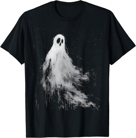 Horror White Ghost Haunting Halloween Dark Gothic Spirit Ghost Horror Spooky Scary Halloween Grunge Aesthetic T-Shirt - As