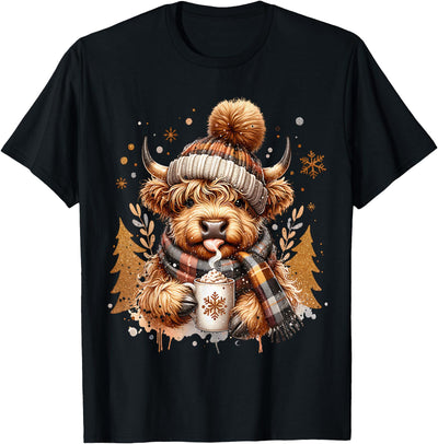 Highland Cow Land of Nyc Cute Christmas Trees Winter Hot T-Shirt