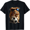 Animal Soccer Design Guinea Pig Soccer T-Shirt - Black