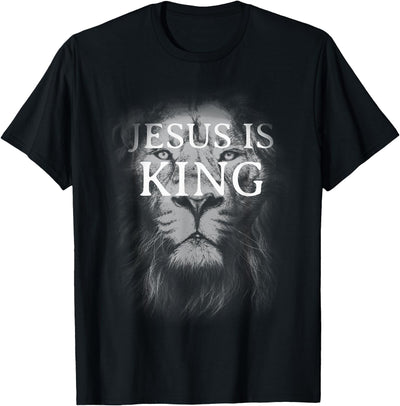 Christian Jesus is King Lion Design Faded Distressed Vintage T-Shirt