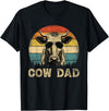 Cow Dad Vintage Retro Fathers Day Funny Gift Vintage Cow Dad Cow Lovers Daddy Father's Day T-Shirt - Black