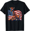 Giraffe Animals American Flag Sunglasses Freedom Vintage Giraffe USA Flag Animals Lovers Patriotic Sunglasses T-Shirt - Black