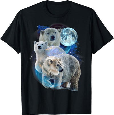 Polar Bears Art Vibes 3 Moon Polar Bears Funny Fur Marine Mammals Bear Art Humor T-Shirt