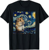 Hamster Van Gogh Style Starry Night T-Shirt - Black