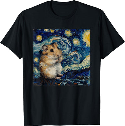 Hamster Van Gogh Style Starry Night T-Shirt
