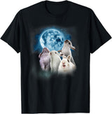 Funny Rabbit - Funny Rabbits Howling at the Moon T-Shirt in Black