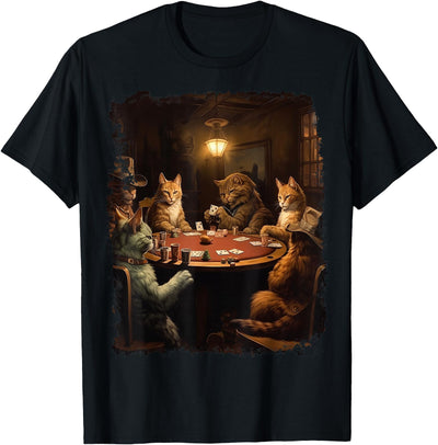 Noah&Friends Playing Card Pop Art Gambling Cats Playing Poker Cards T-Shirt