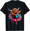 Scottish Highland Cow Ballet Dancer Ballerina Scottish Highland Cow Dancing T-Shirt - Black