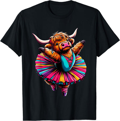 Scottish Highland Cow Ballet Dancer Ballerina Dancing T-Shirt