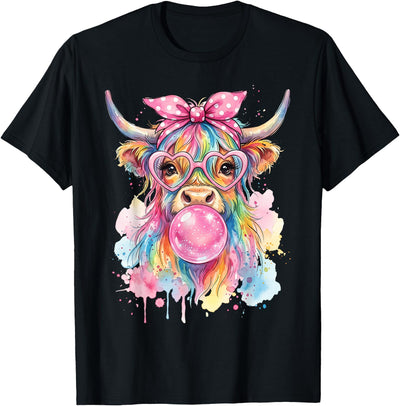 Highland Cow Blowing Bubblegum T-Shirt