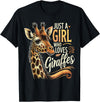 Funny Giraffe Africa Lover Giraffe Animal Safari Just A Girl Who Loves Giraffe T-Shirt - Black