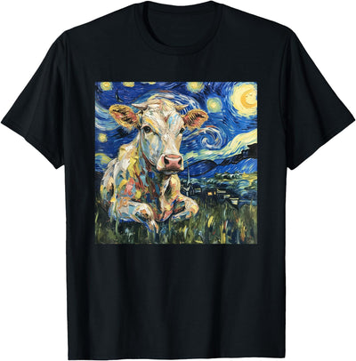 Cow Van Gogh Starry Night T-Shirt