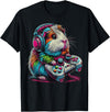 Funny Graphic Guinea Pig Gamers Guinea Pig Video Games Lover Guinea Pig T-Shirt - Black